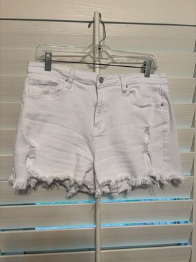 White Distressed Denim Women's Shorts SZ XL
